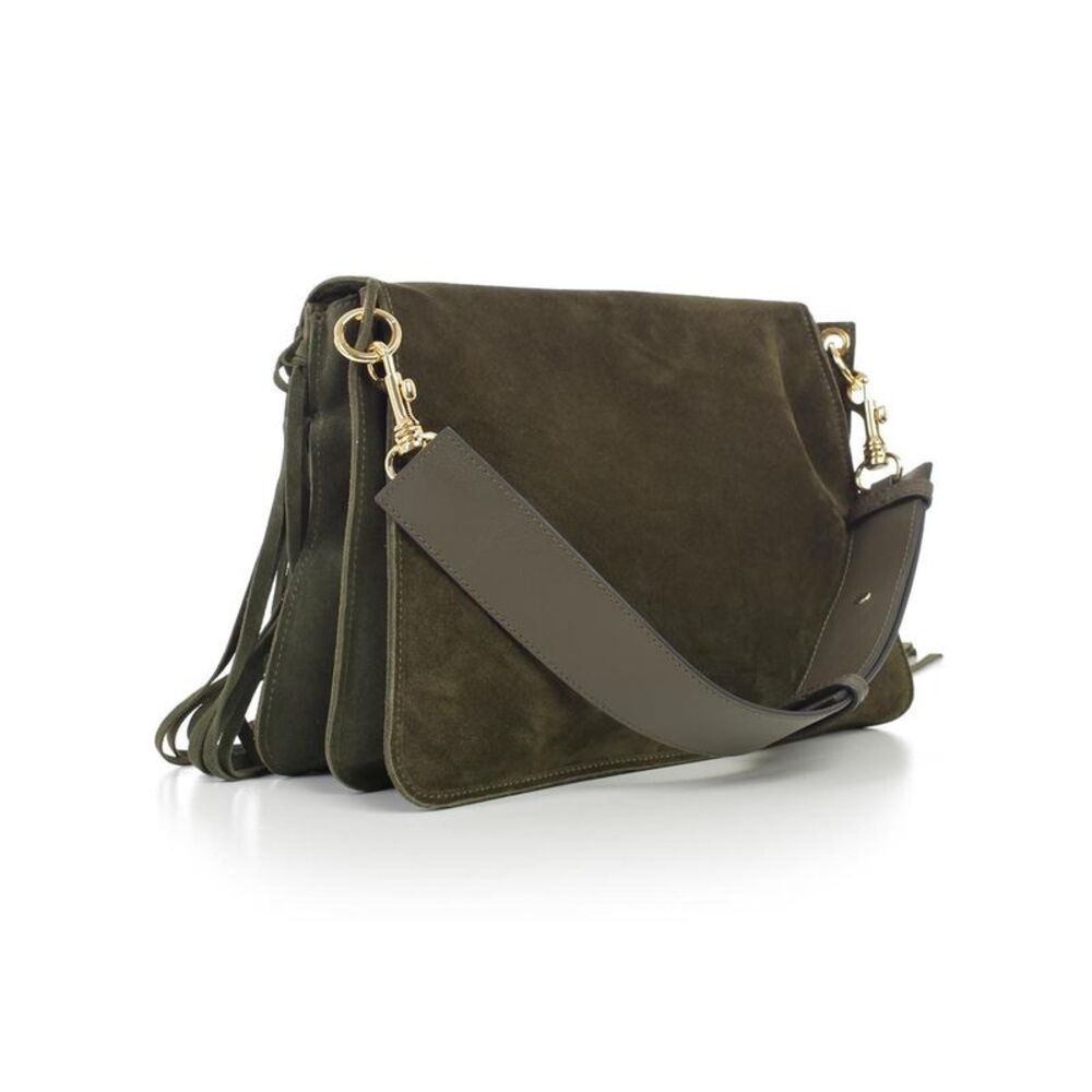 JW ANDERSON Suede Shoulder Bag with Fringe Detail Women GREEN Handbags